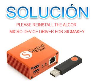 Please reinstall the Alcor Micro device driver for SigmaKey/Box I 